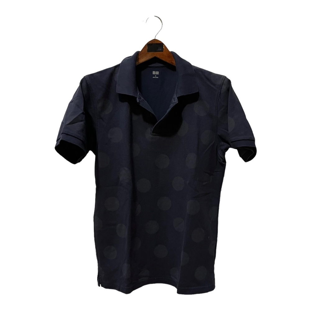 Uniqlo Polka Dot Polo Navy Grey Mens Medium